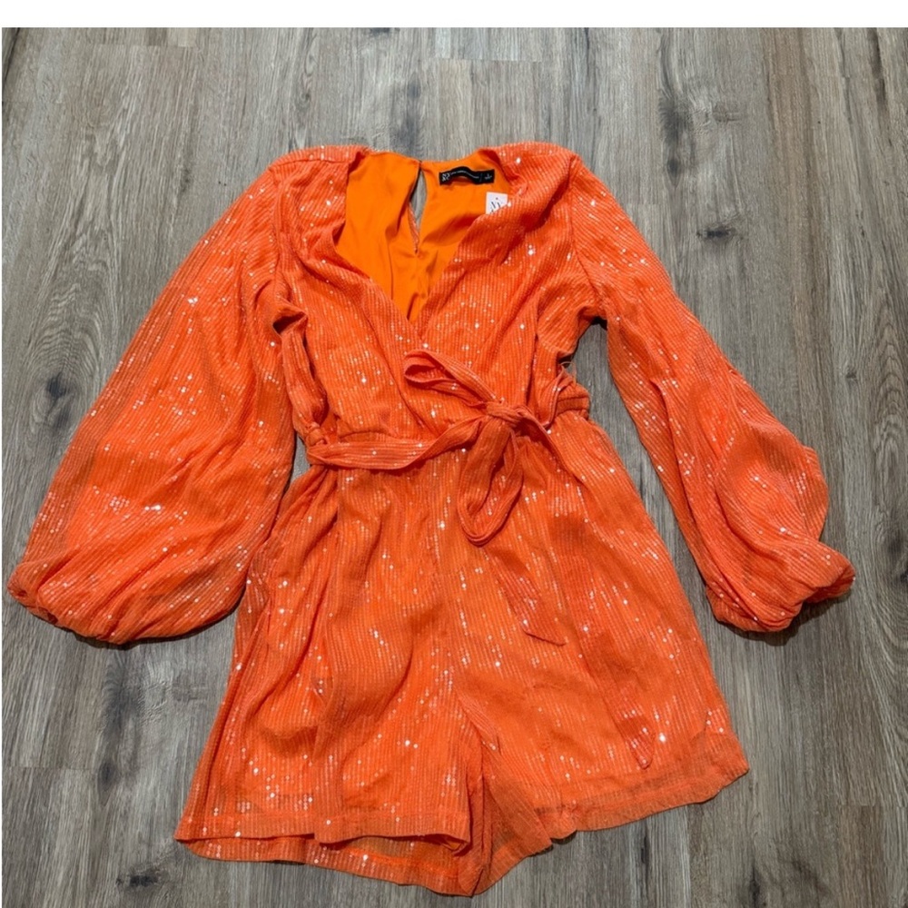 Orange Sequin Women's Jumpsuit